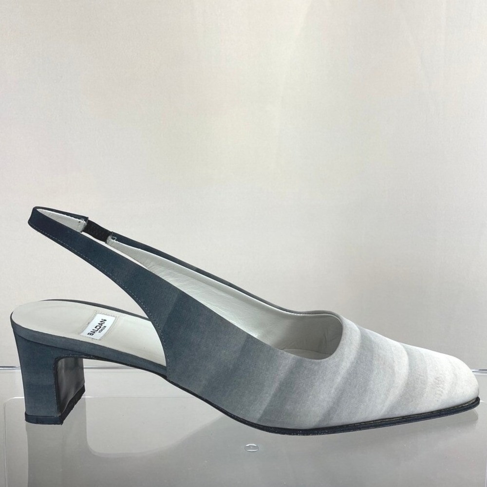 Vintage 90s BALDAN Venezia Slingback Heels|37 US 7|Gray Ombre Square Toe Italy